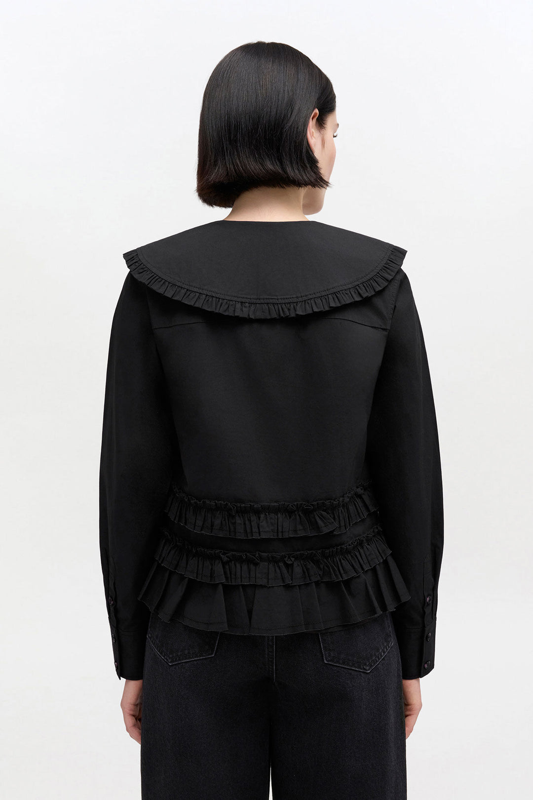 Stretch Cotton Shirt w. Frills