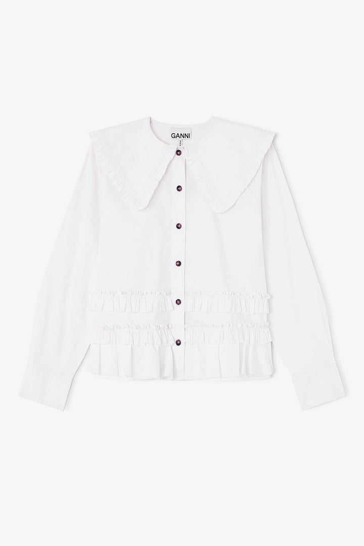 Stretch Cotton Shirt w. Frills