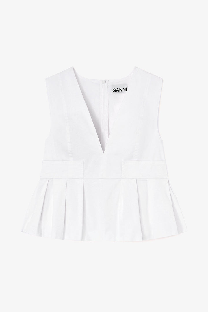 Stretch Cotton V-neck Pocket Blouse