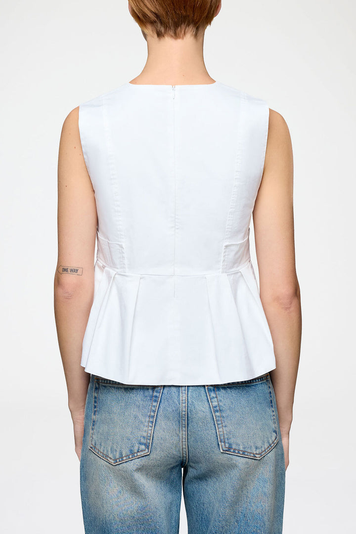 Stretch Cotton V-neck Pocket Blouse