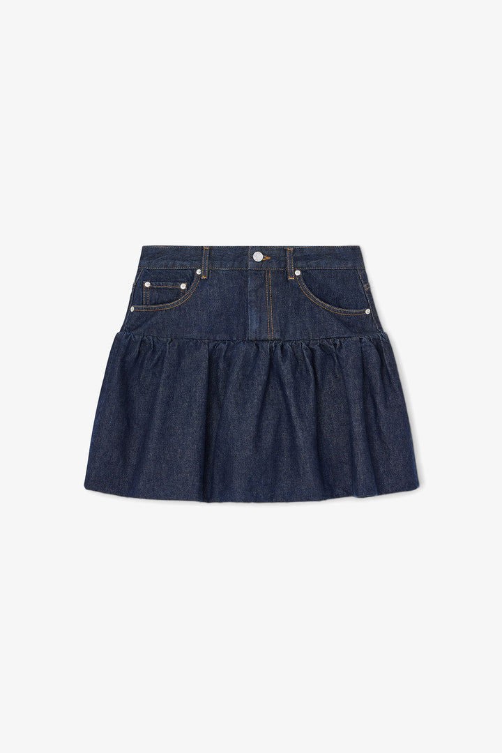 Rinse Denim Bubble Mini Skirt