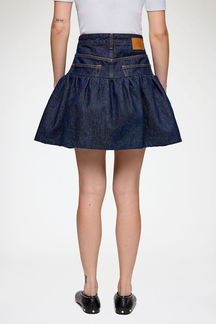 Rinse Denim Bubble Mini Skirt
