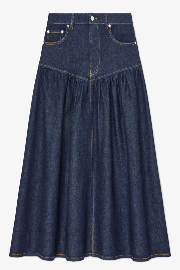 Stretch Denim Long Skirt