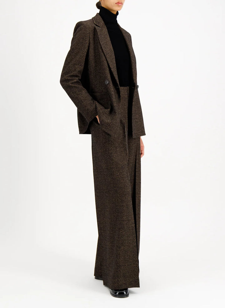 Women d.b. blazer with shoulder pads donegal herringbone
