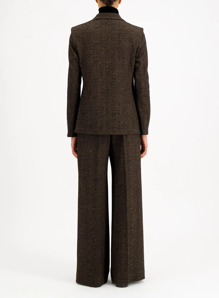 Women d.b. blazer with shoulder pads donegal herringbone