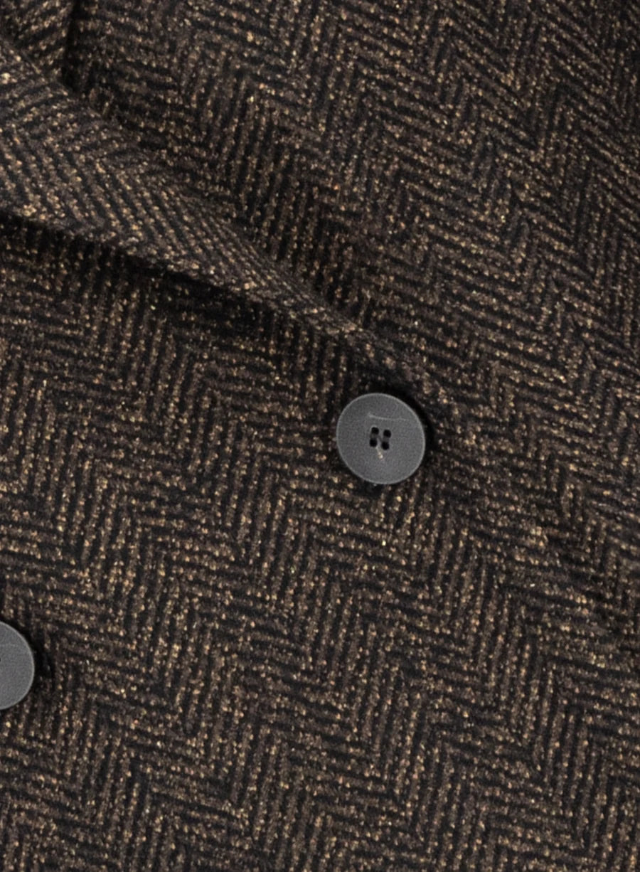 Women d.b. blazer with shoulder pads donegal herringbone