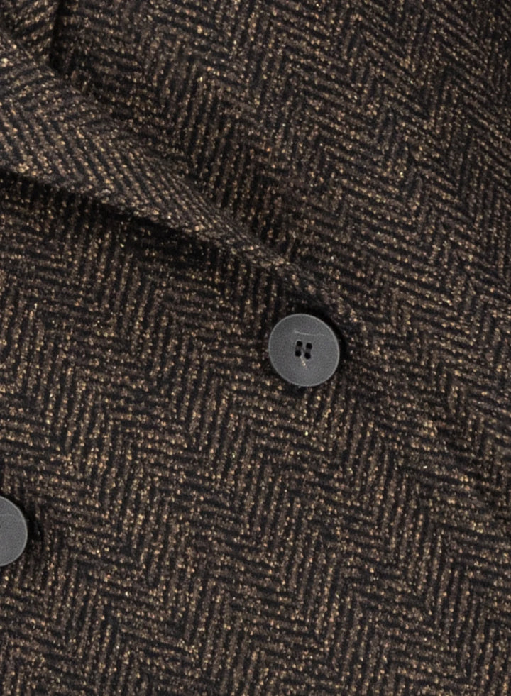 Women d.b. blazer with shoulder pads donegal herringbone
