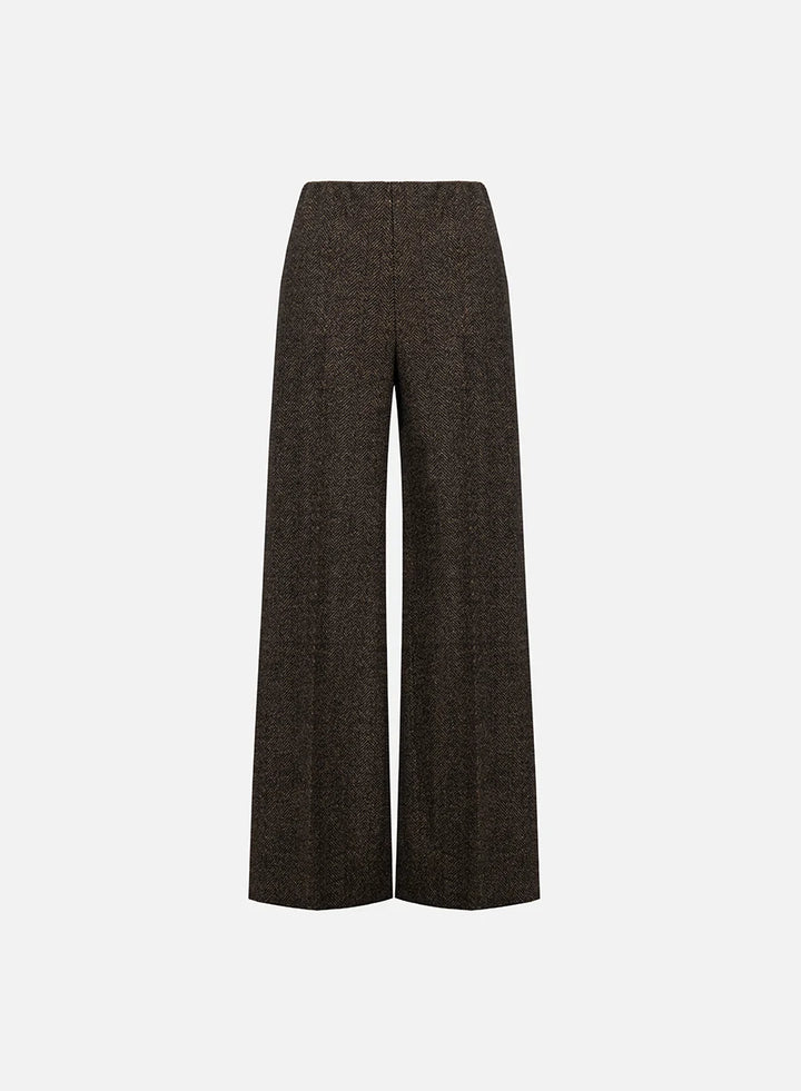 Women flared trousers donegal herringbone