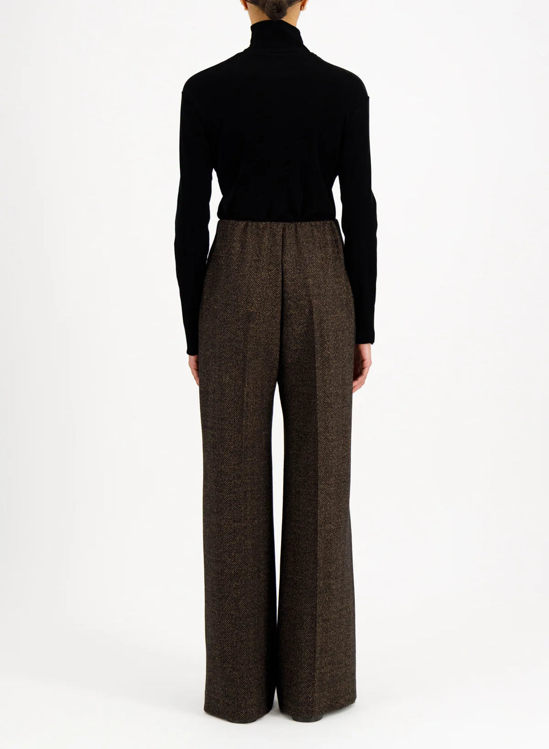 Women flared trousers donegal herringbone