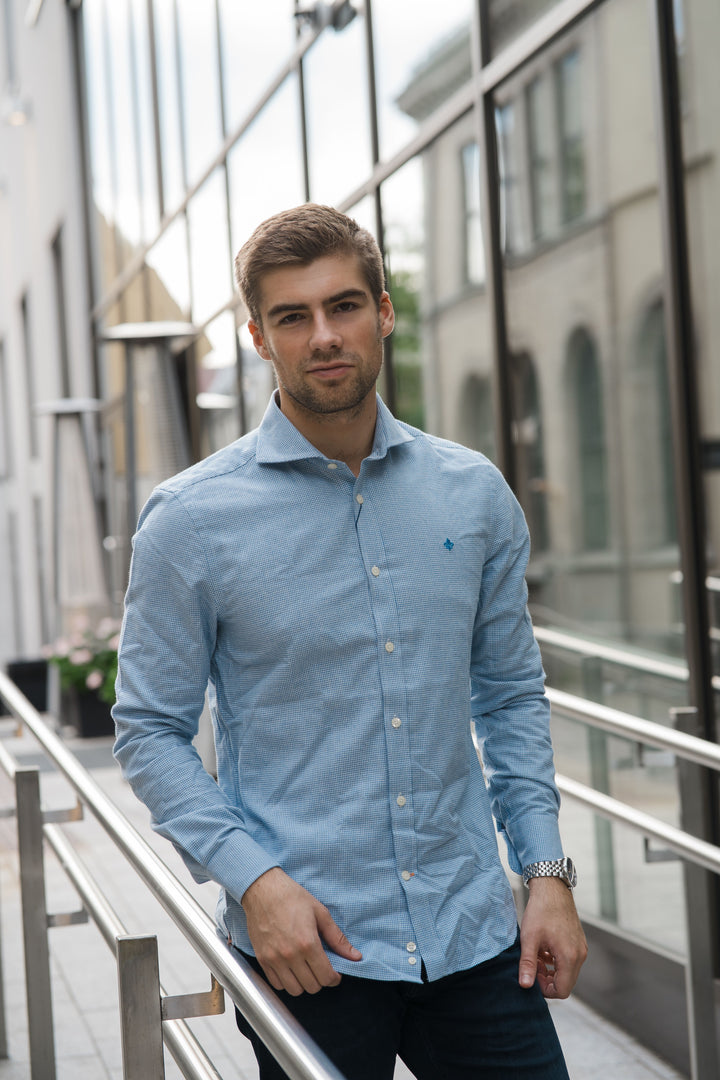 MORRIS Soft Twill Dogtooth Shirt-Slim Fit