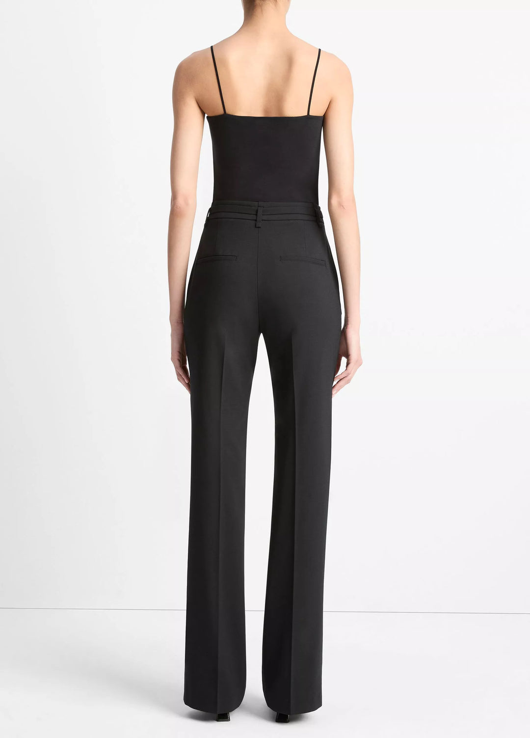 VINCE HIGH WAIST SLIM FLARE BELTED PANT