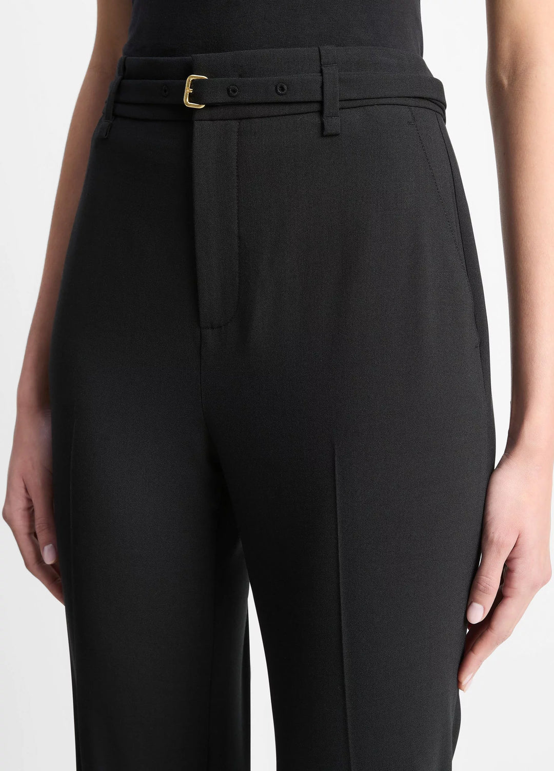 VINCE HIGH WAIST SLIM FLARE BELTED PANT