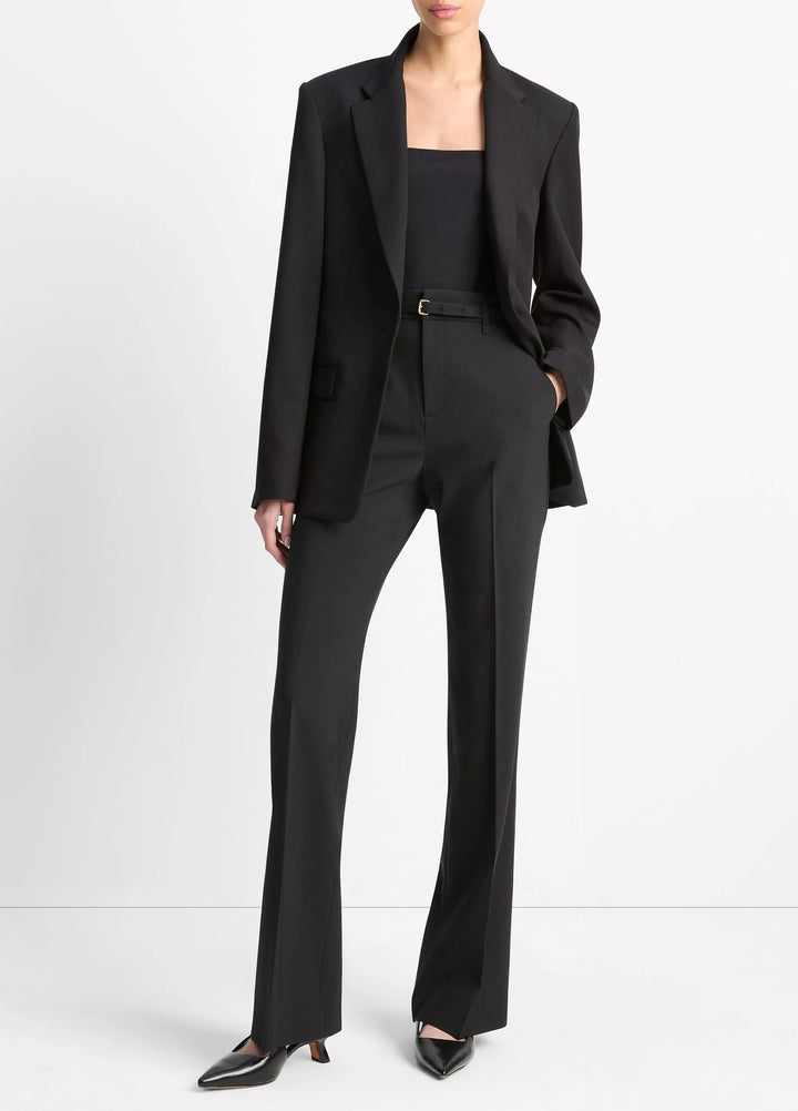 VINCE HIGH WAIST SLIM FLARE BELTED PANT