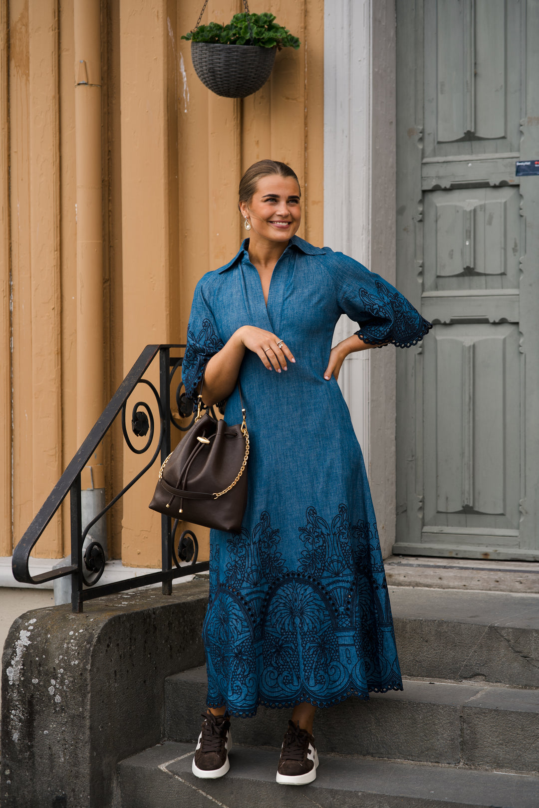 Coco Embroidered Denim Dress