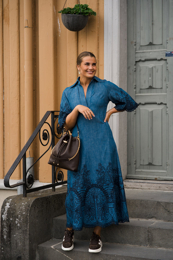 Coco Embroidered Denim Dress