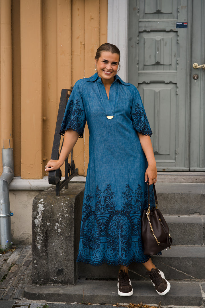 Coco Embroidered Denim Dress