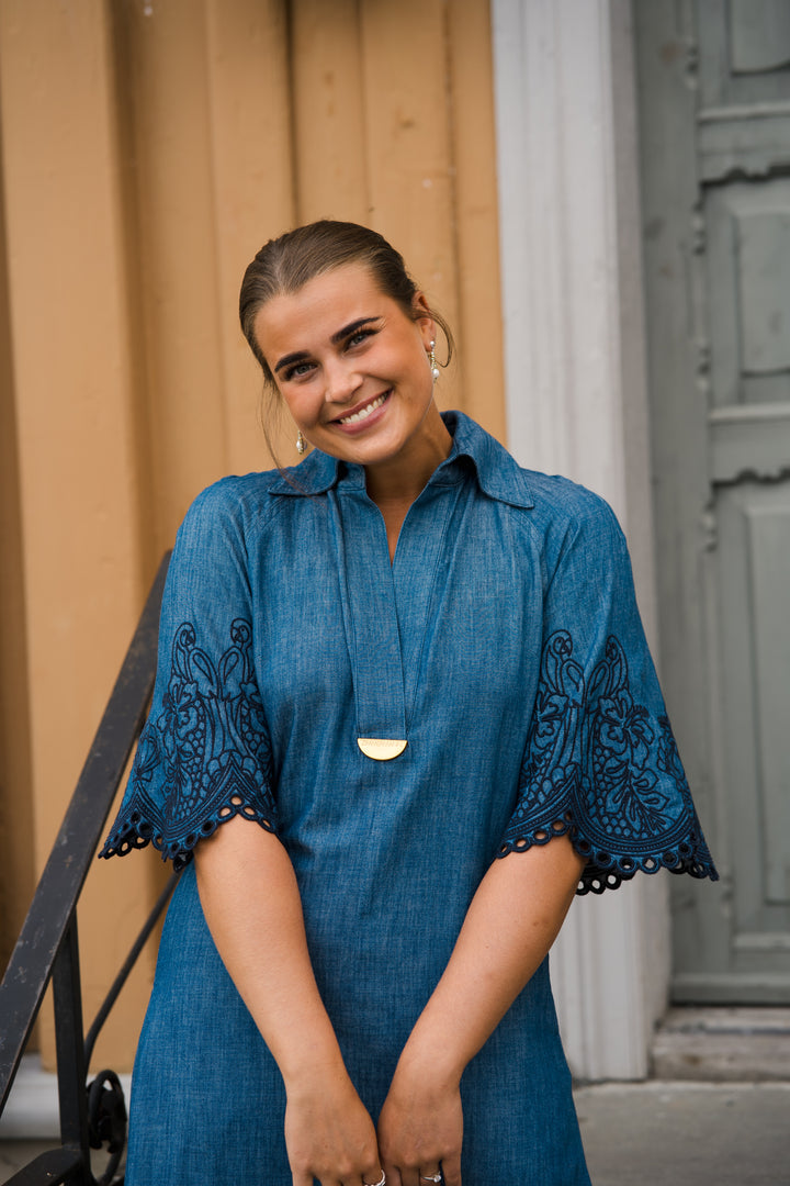 Coco Embroidered Denim Dress