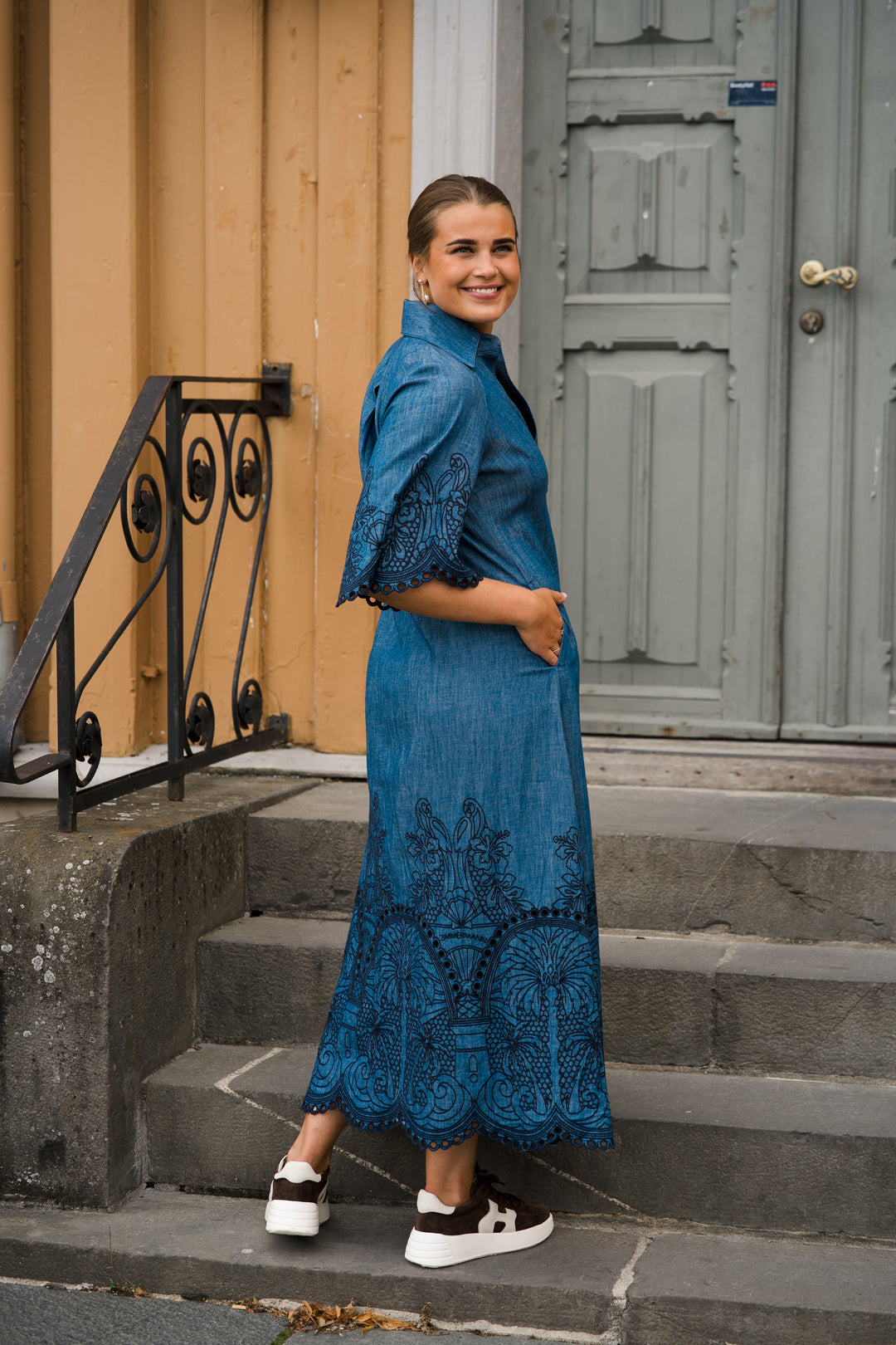 Coco Embroidered Denim Dress