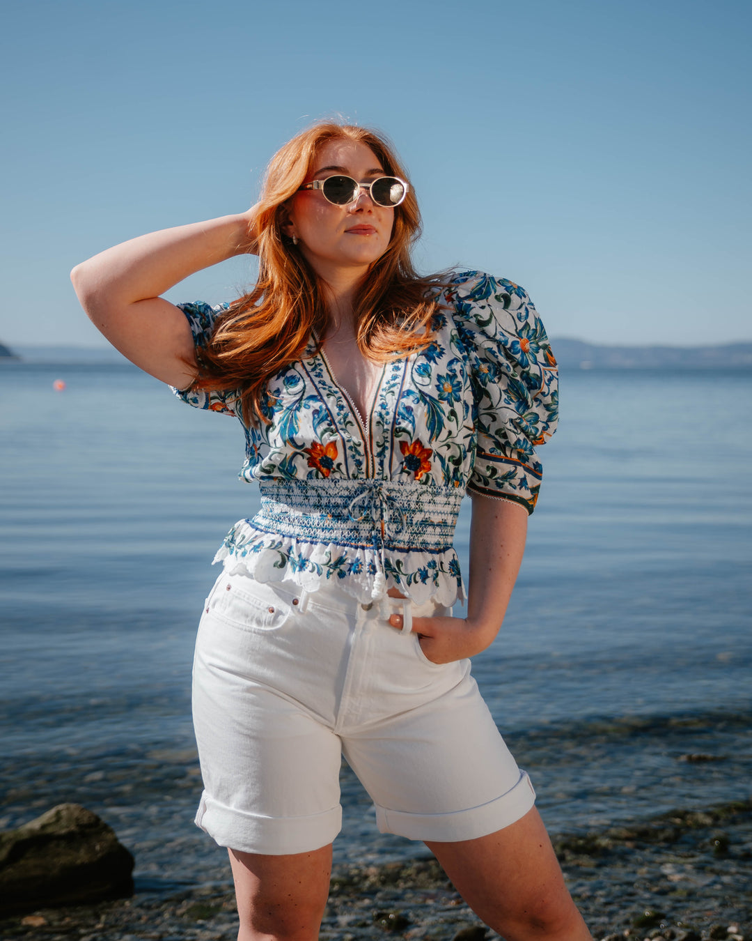 FLORA TILE OFF-WHITE BLOUSE