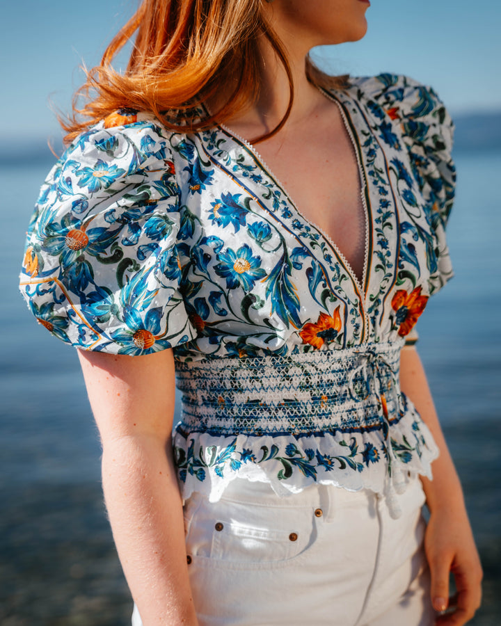 FLORA TILE OFF-WHITE BLOUSE
