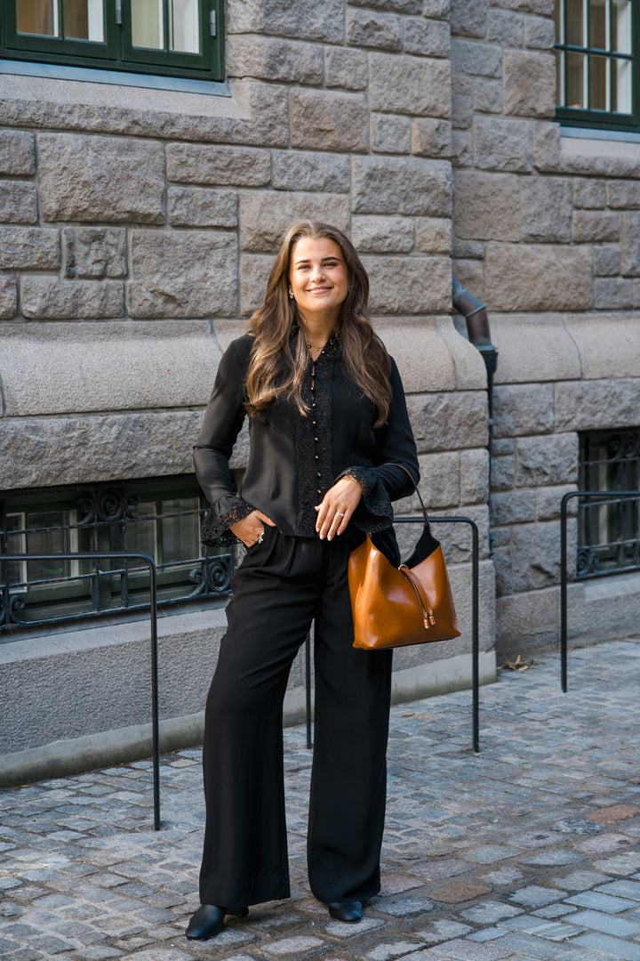 Lace Trim Wide Leg Pant