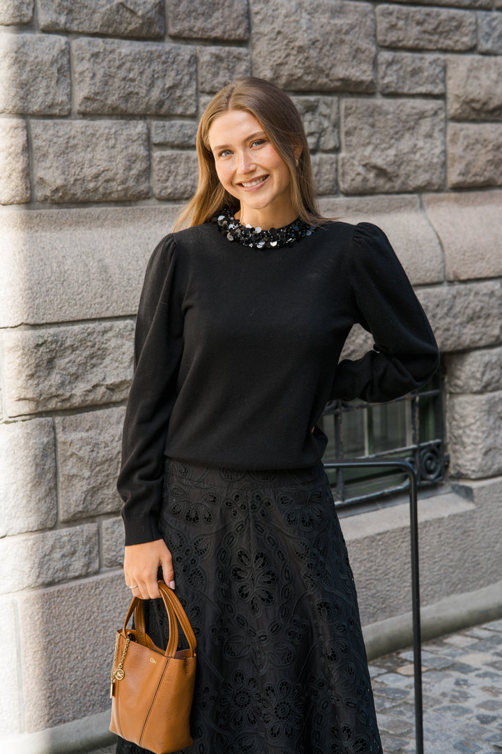 ULLA JOHNSON Kalani Embroidered Cashmere Long Sleeve Pullover