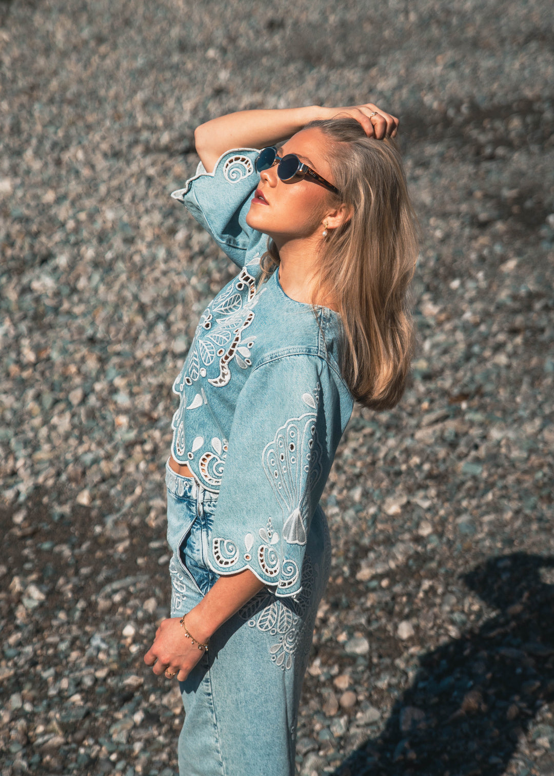 DENIM RICHELIEUX MIDI SKIRT