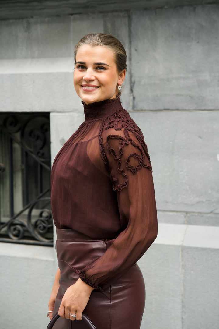 ULLA JOHNSON Magdalena Silk Smocked Long Sleeve Blouse