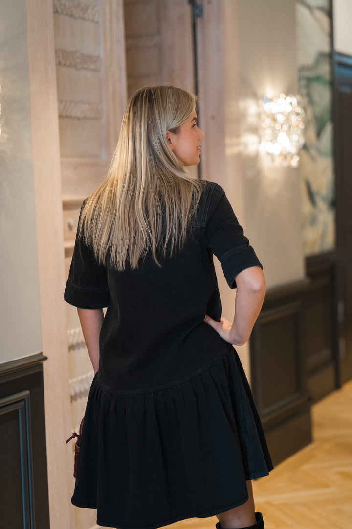 Soft Rigid Denim Mini Dress