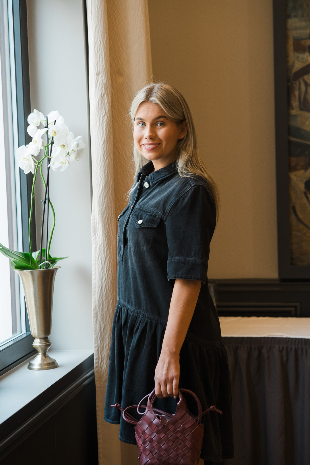 Soft Rigid Denim Mini Dress