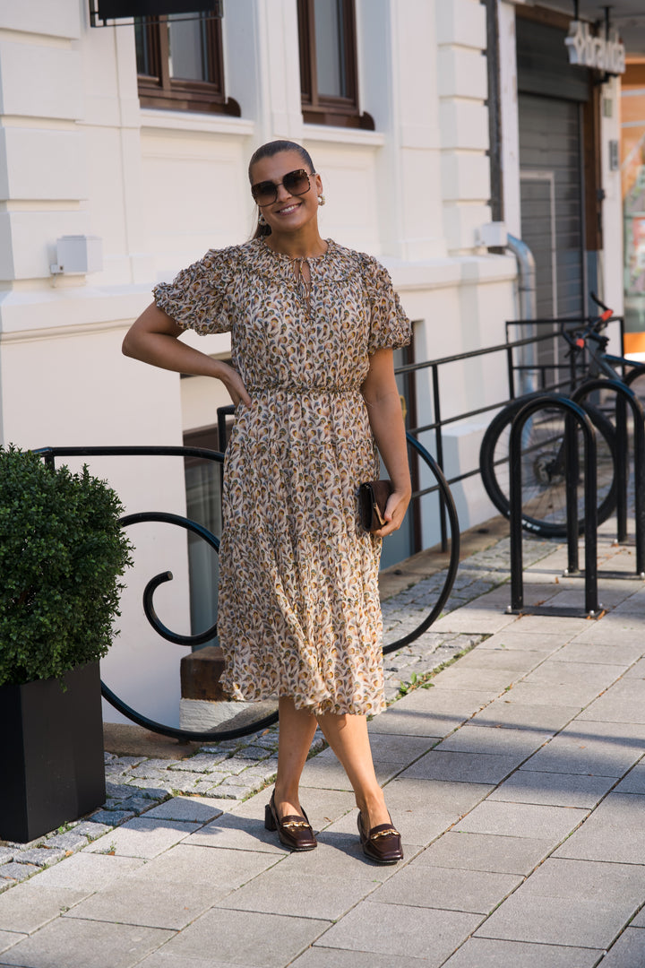 ULLA JOHNSON Nan Silk Short Sleeve Midi Dress