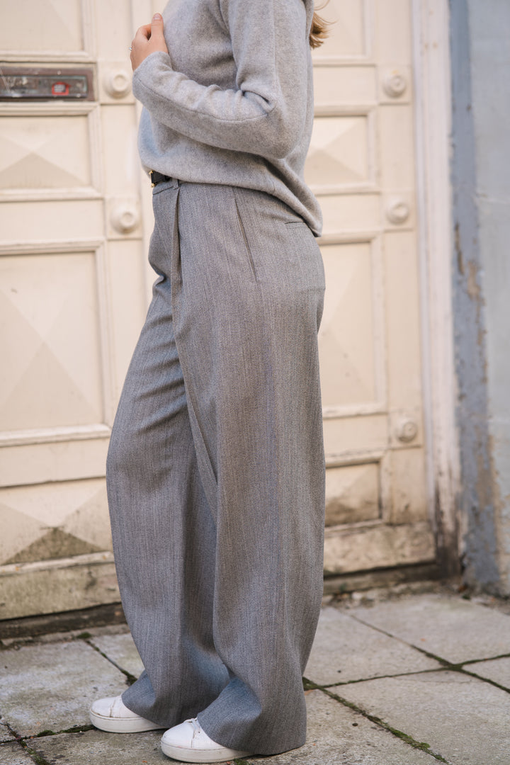 HIGH WAIST WOOL TWILL TROUSER