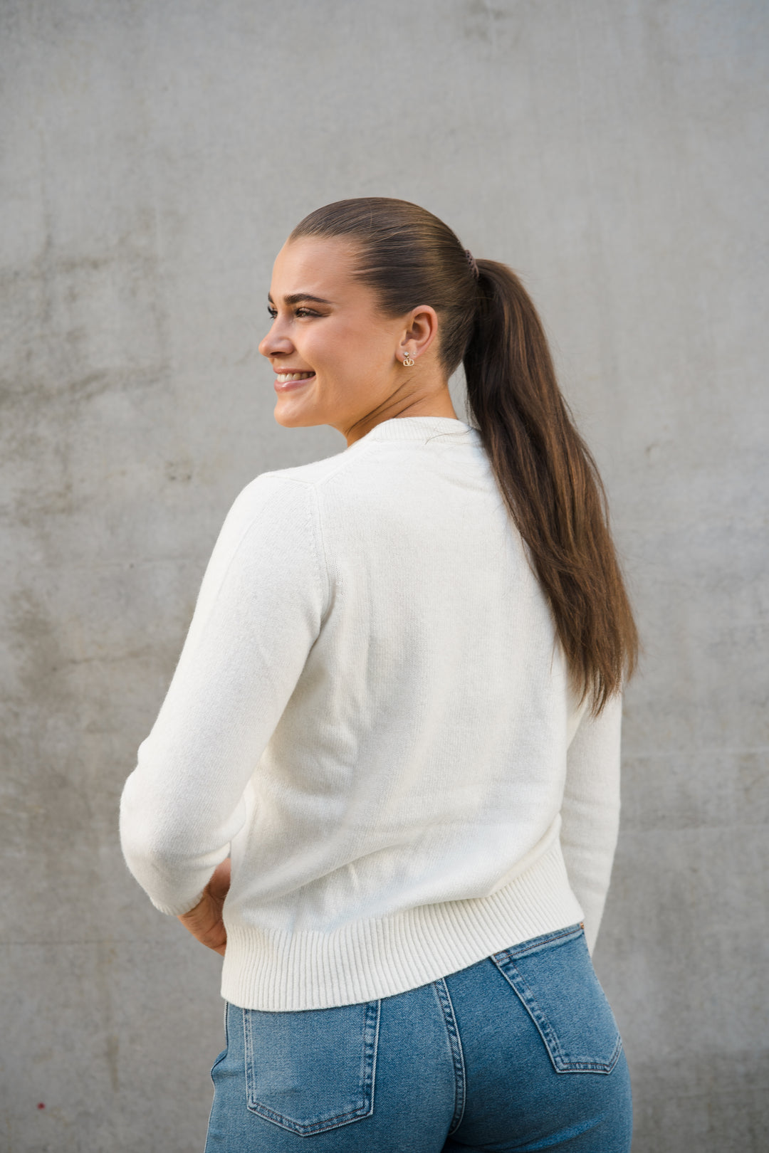 Graphic Wool Mix Fluffy Puppy Love Crewneck