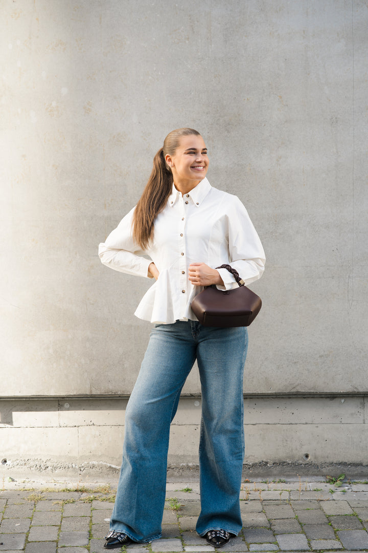 Stretch Cotton Peplum Shirt