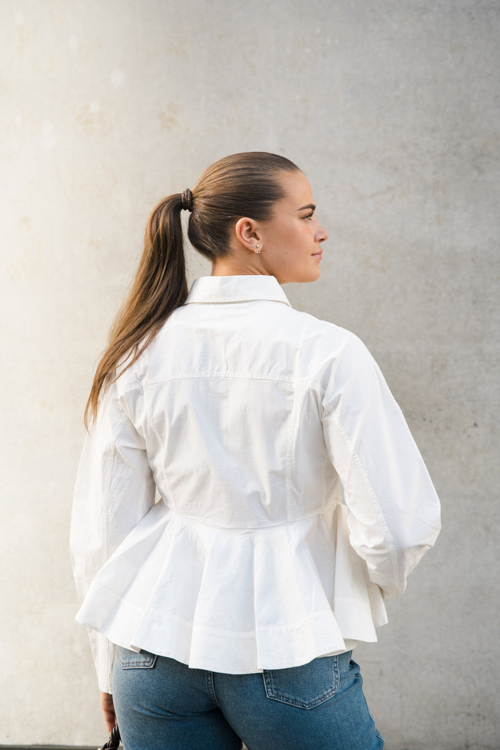 Stretch Cotton Peplum Shirt