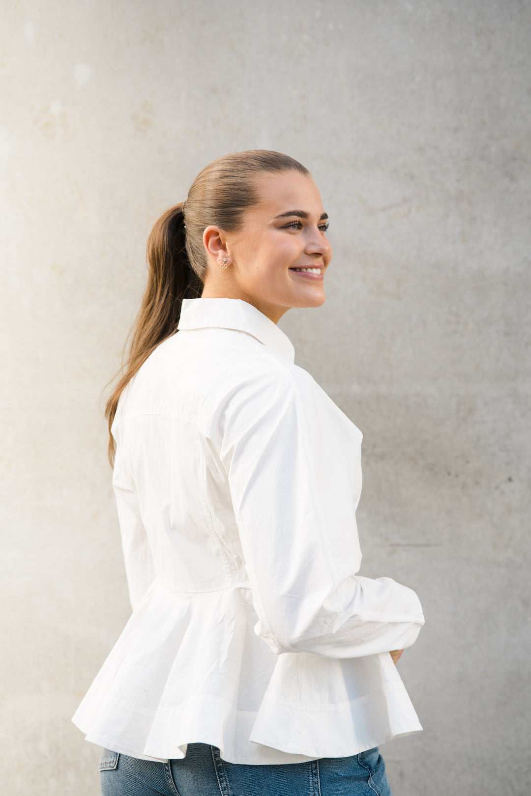 Stretch Cotton Peplum Shirt