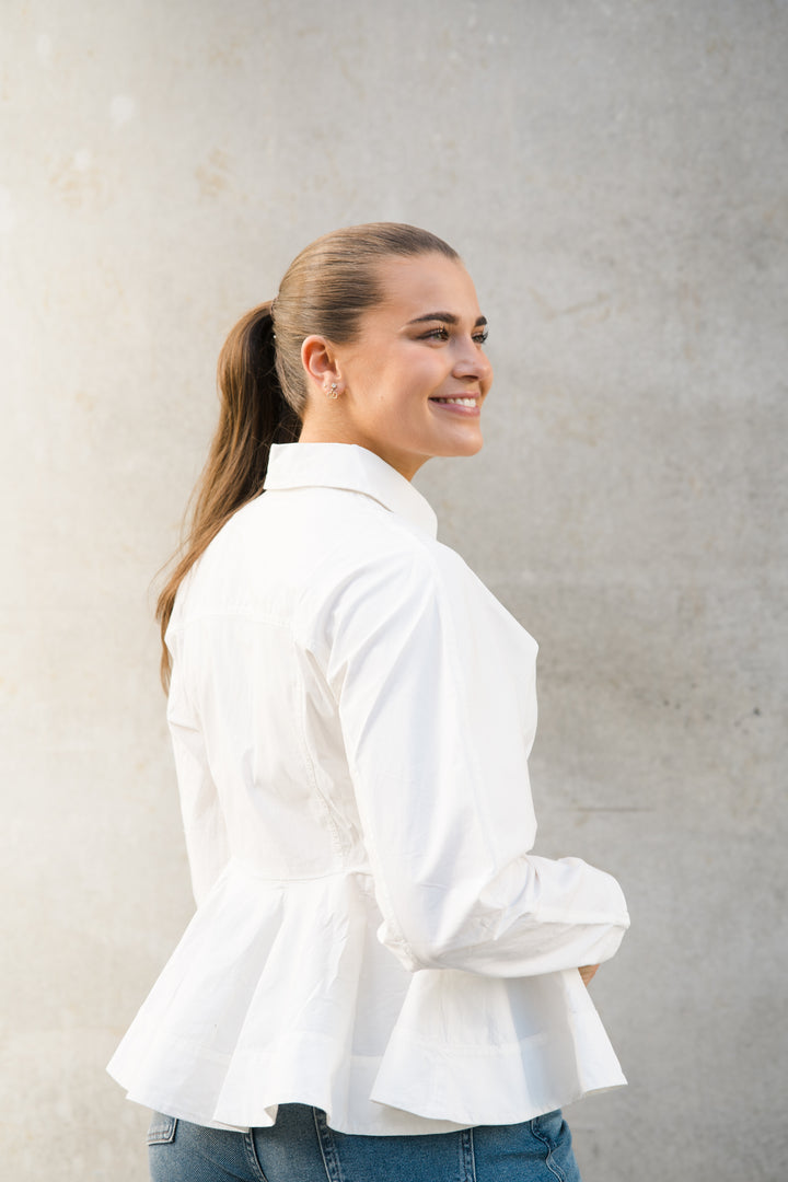 Stretch Cotton Peplum Shirt