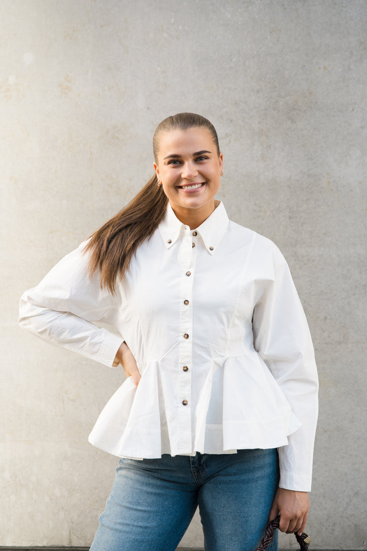 Stretch Cotton Peplum Shirt