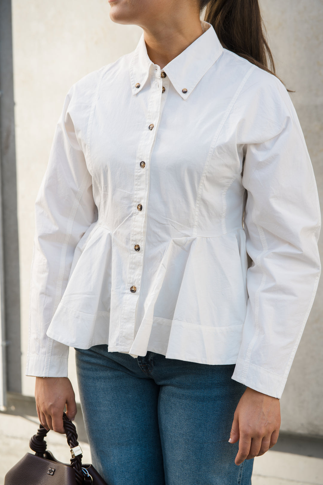 Stretch Cotton Peplum Shirt