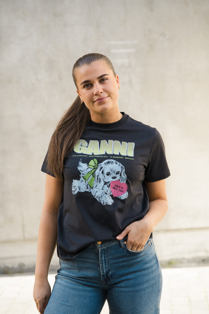 Basic Cotton Jersey Neon Puppy  T-shirt