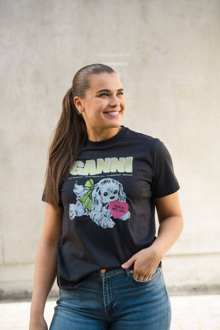 Basic Cotton Jersey Neon Puppy  T-shirt