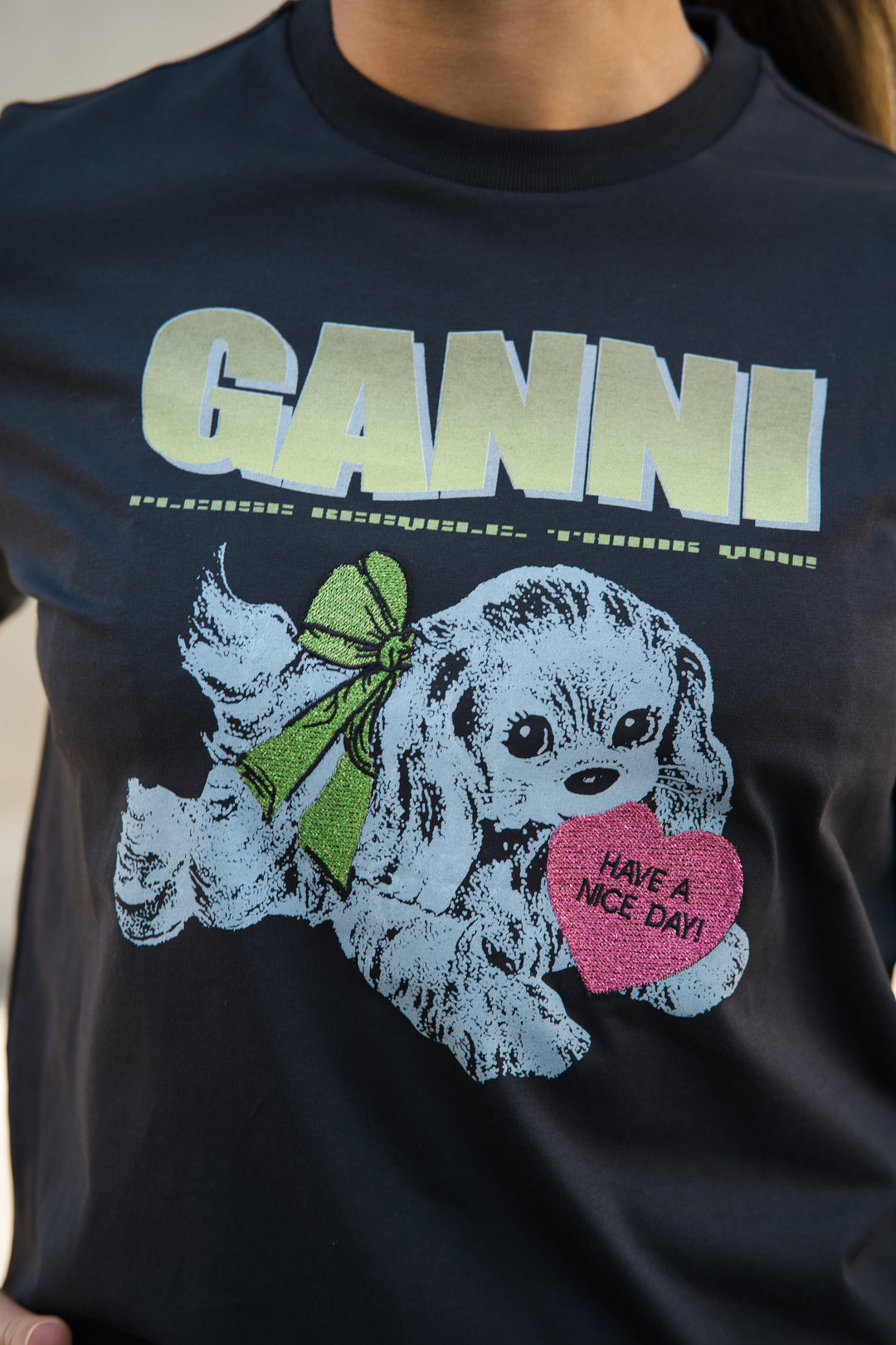 Basic Cotton Jersey Neon Puppy  T-shirt