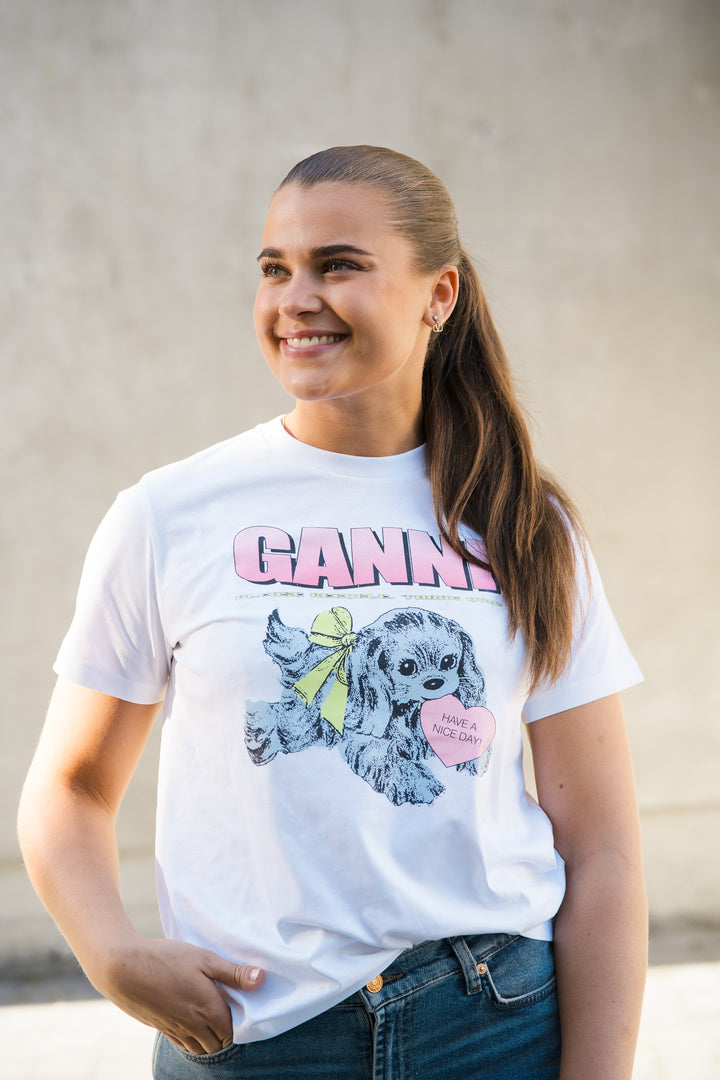 Basic Cotton Jersey Neon Puppy  T-shirt