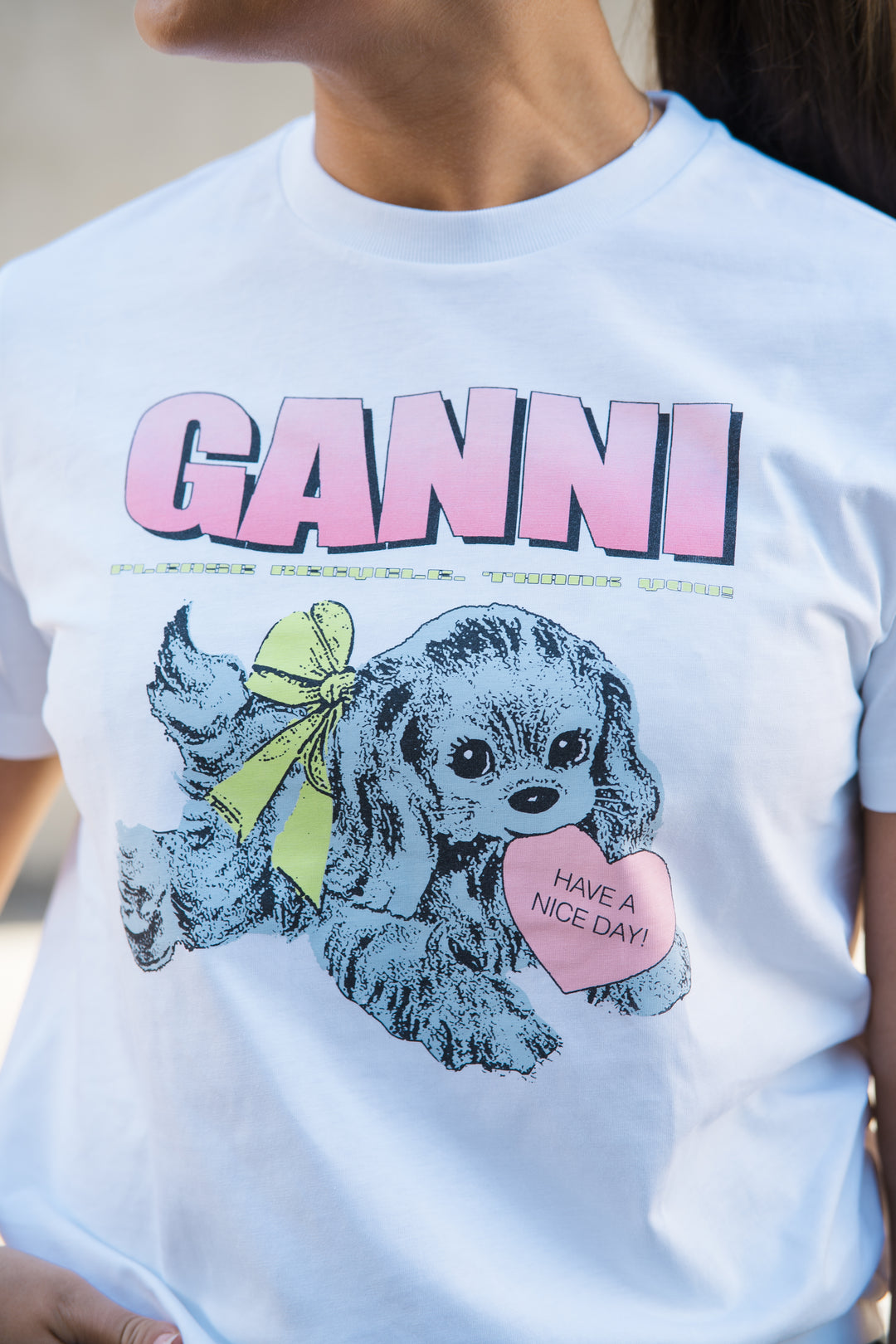 Basic Cotton Jersey Neon Puppy  T-shirt