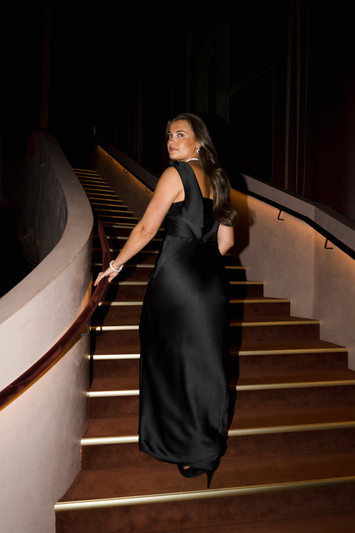 DRAPED COWL MAXI DRESS