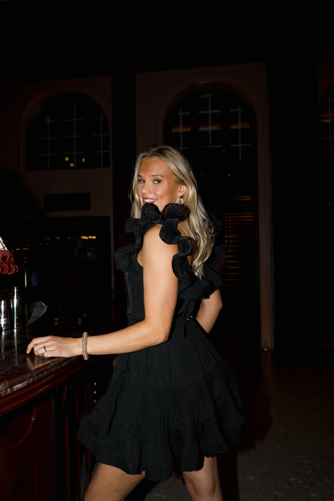 Pleated Frill Mini Dress