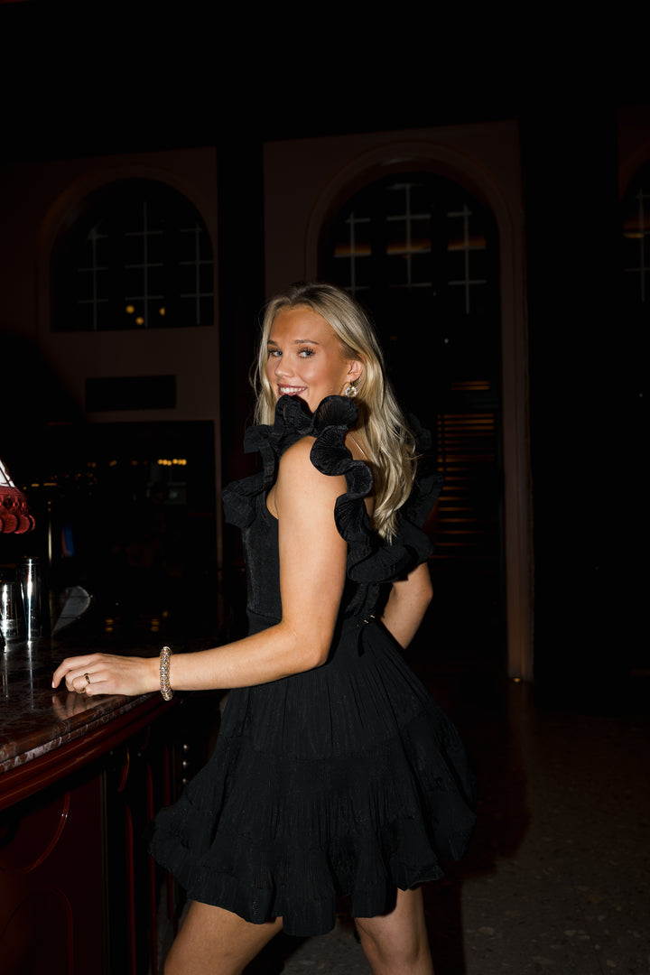 Pleated Frill Mini Dress