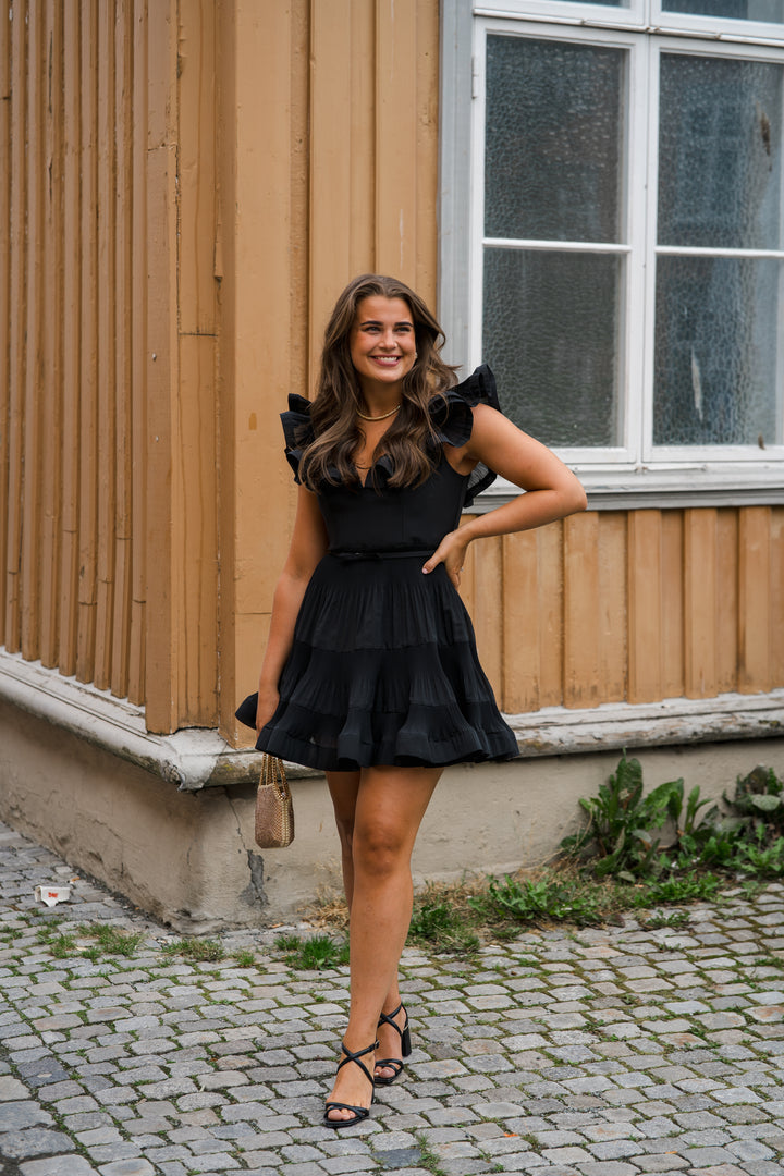 Pleated Frill Mini Dress