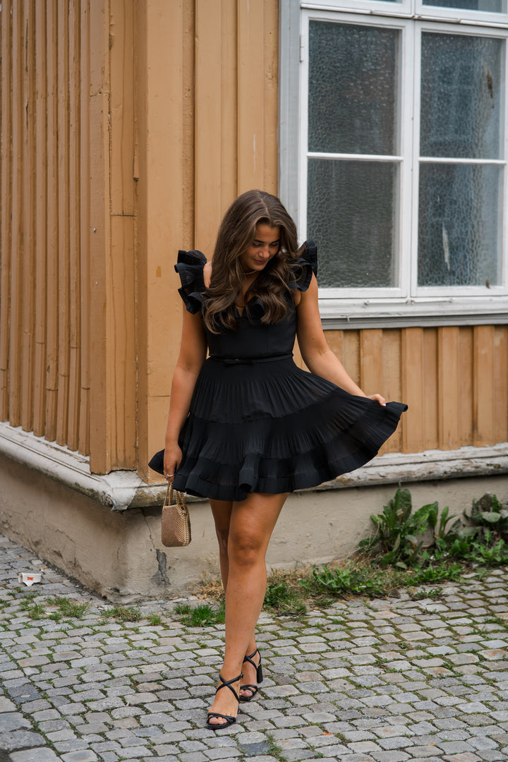 Pleated Frill Mini Dress