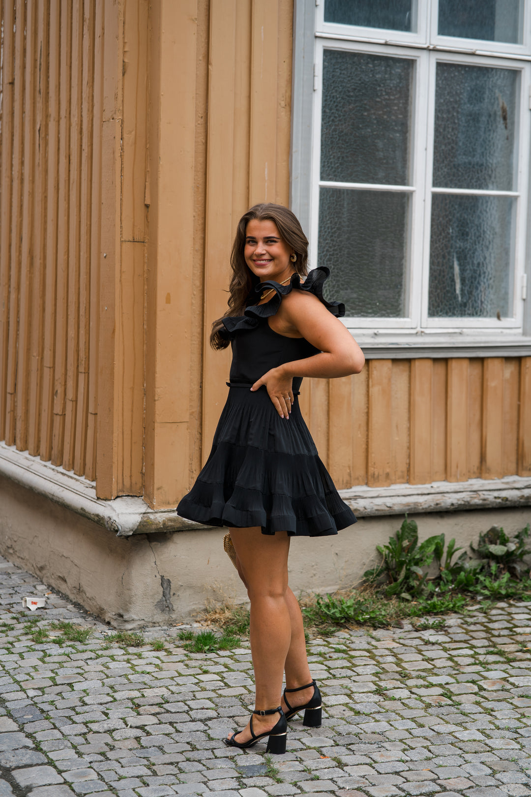 Pleated Frill Mini Dress